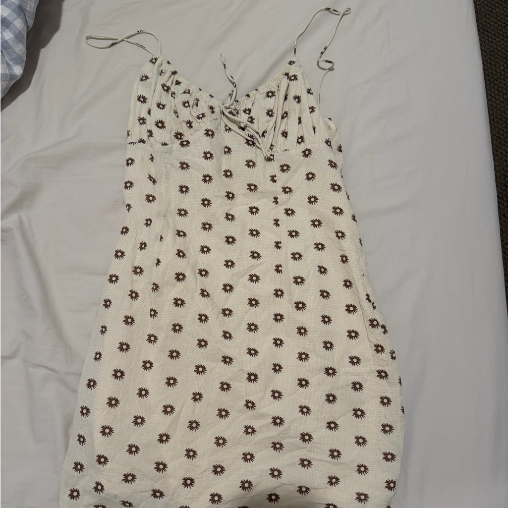 Sabo Skirt White And Brown Floral Dress